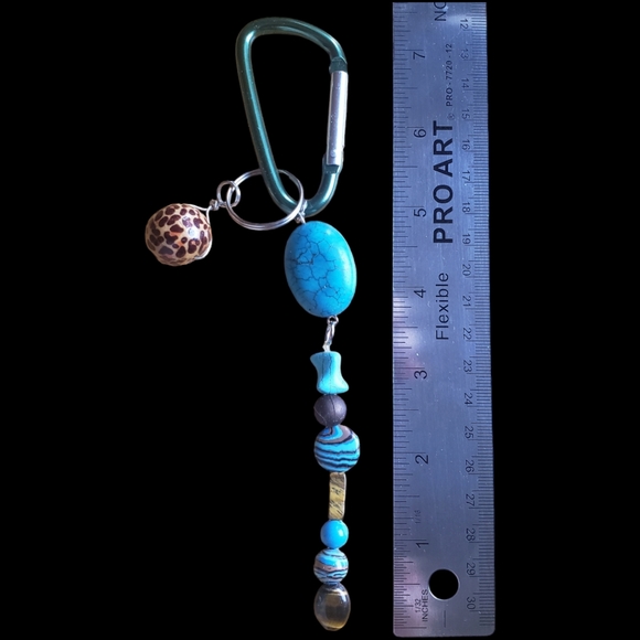Animal Print & Turquoise Hand Crafted Keychain - Picture 1 of 6